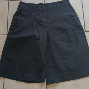 J CREW Womens Size 8 Black Pleated Knee Length High Waisted Shorts